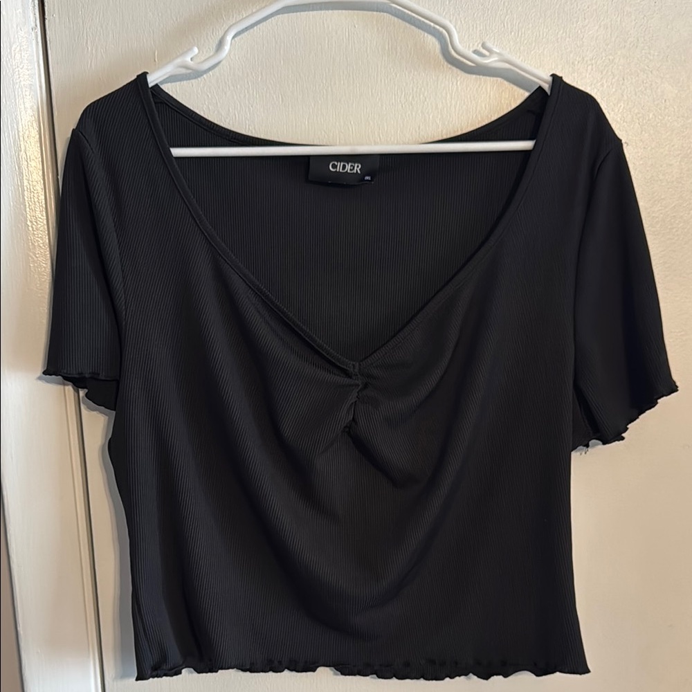 Cider Black V-Neck Crop Top